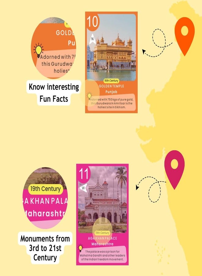 تالي لعبة بطاقات "تالي بهارات ياترا" - المعالم الهندية للأطفال من عمر 7 سنوات فما فوق | هدية تعليمية لاستكشاف تراث الهند وثقافتها | مثالية لأعياد الميلاد، وهدايا التذكار، ولعب السفر - Image 5